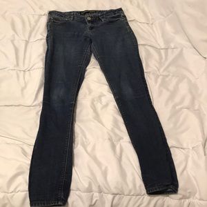 Express medium dark wash skinny jeans 6 long
